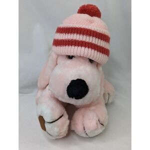 Antics Beagle Pink Dog Plush 9 Inch 1981 Knit Hat Stuffed Animal Toy